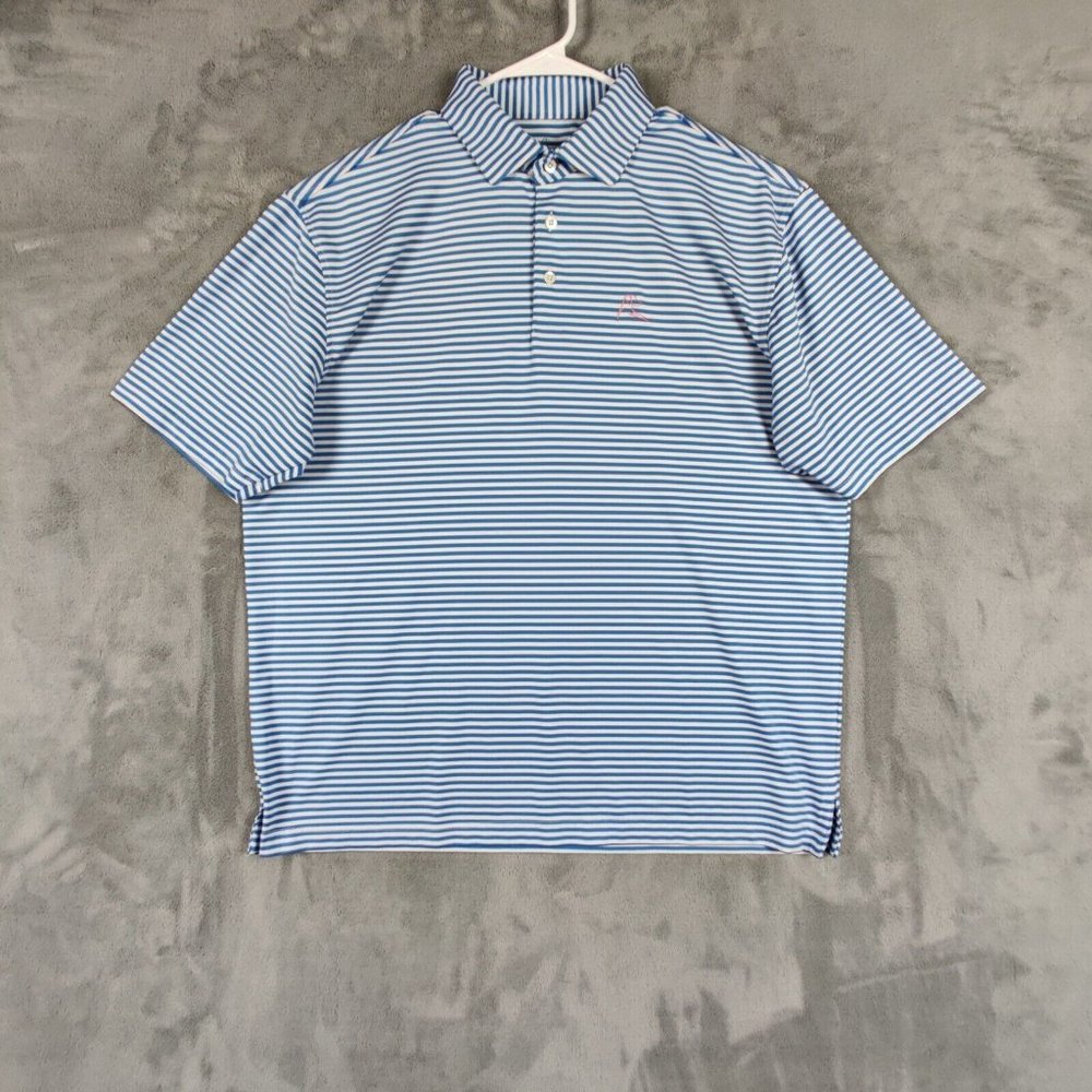 Rhoback Polo Shirt Adult Large Blue White Casual Performance Golf Golfer Men